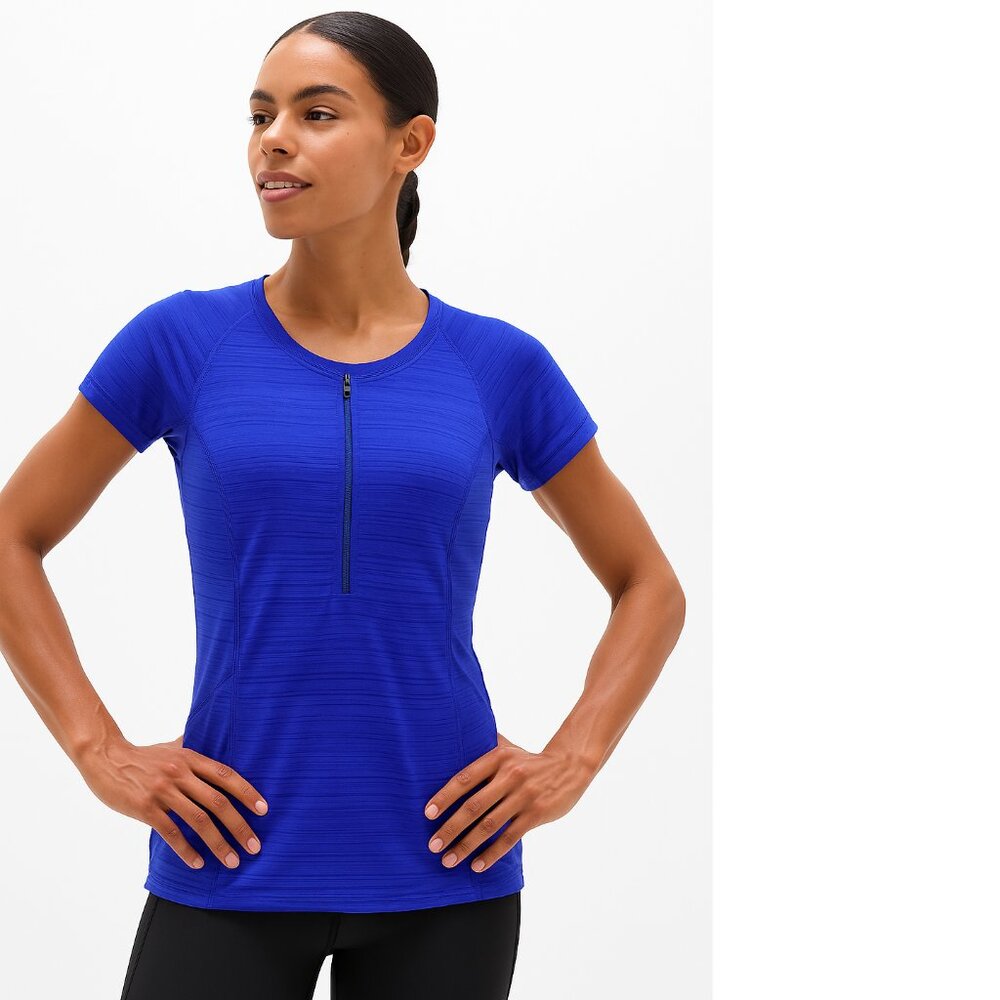 💙 Vibrant blue! ATHLETA Pacifica Tee Half Zip Performance Top (S)